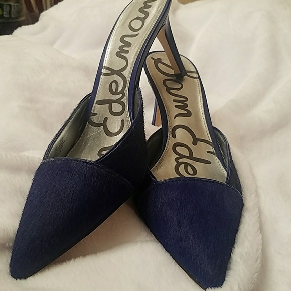 Sam Edelman Blue Pointed Cow Fur Shoes - Picture 4 of 6